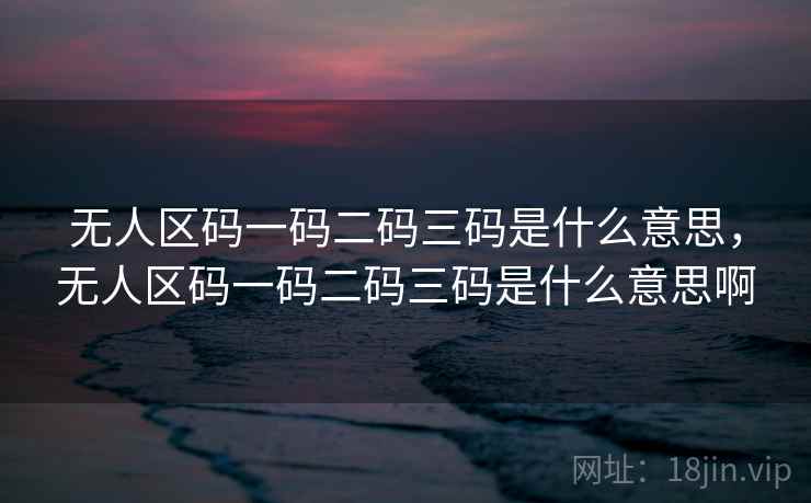 无人区码一码二码三码是什么意思，无人区码一码二码三码是什么意思啊